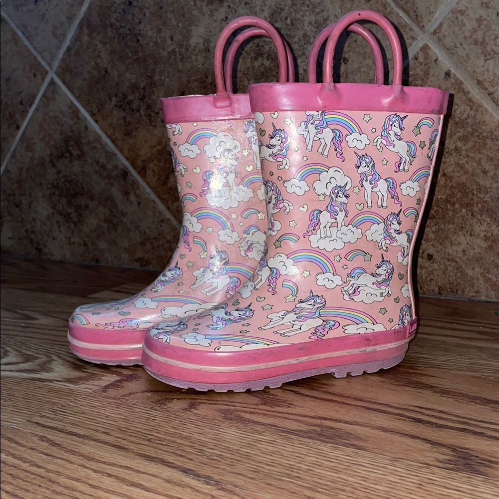 Laura Ashley Pink Unicorn Kids Rain Boots